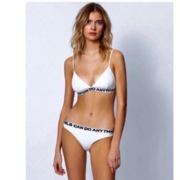 Zadig & Voltaire Triangle Logo Bikini in White. - Picture 1 of 11